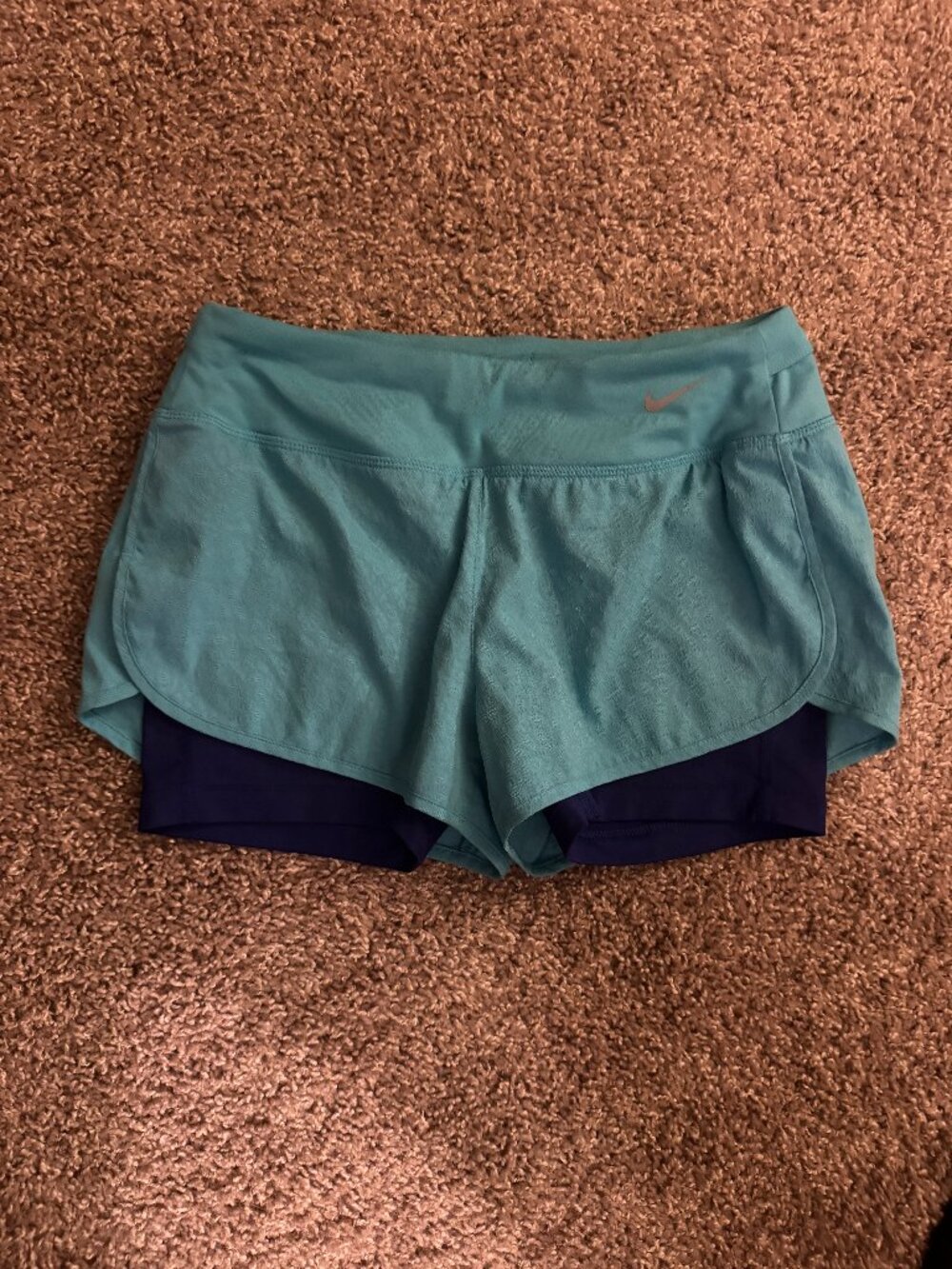 Nike DriFit Teal and Navy Athletic Running Shorts